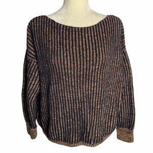 Colorful Blue Striped Knit Cropped Sweater 37PE